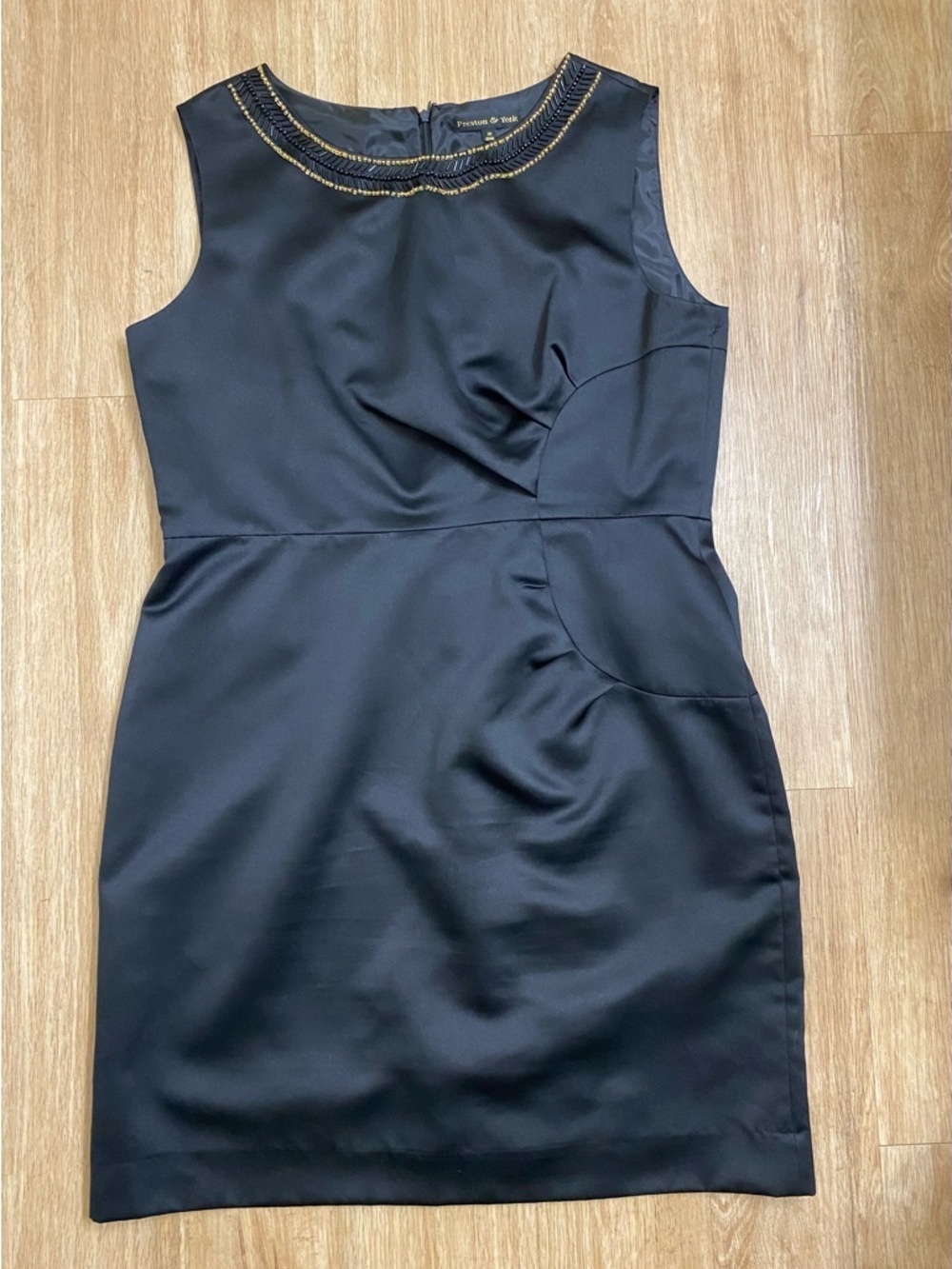 Preston & York Black Dress with Gold Beaded Neckline